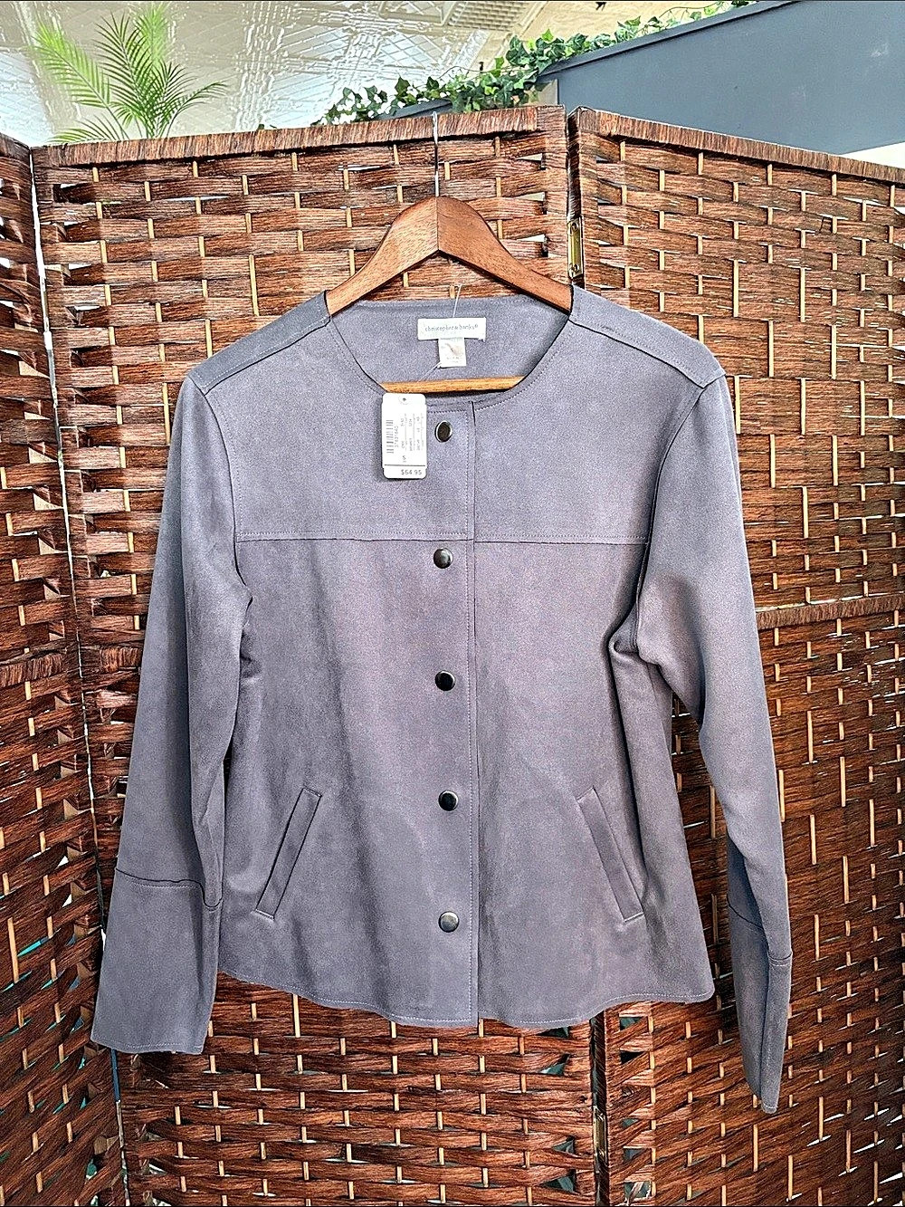 Christopher & Banks Gray Suede Like Jacket Size Small NWT